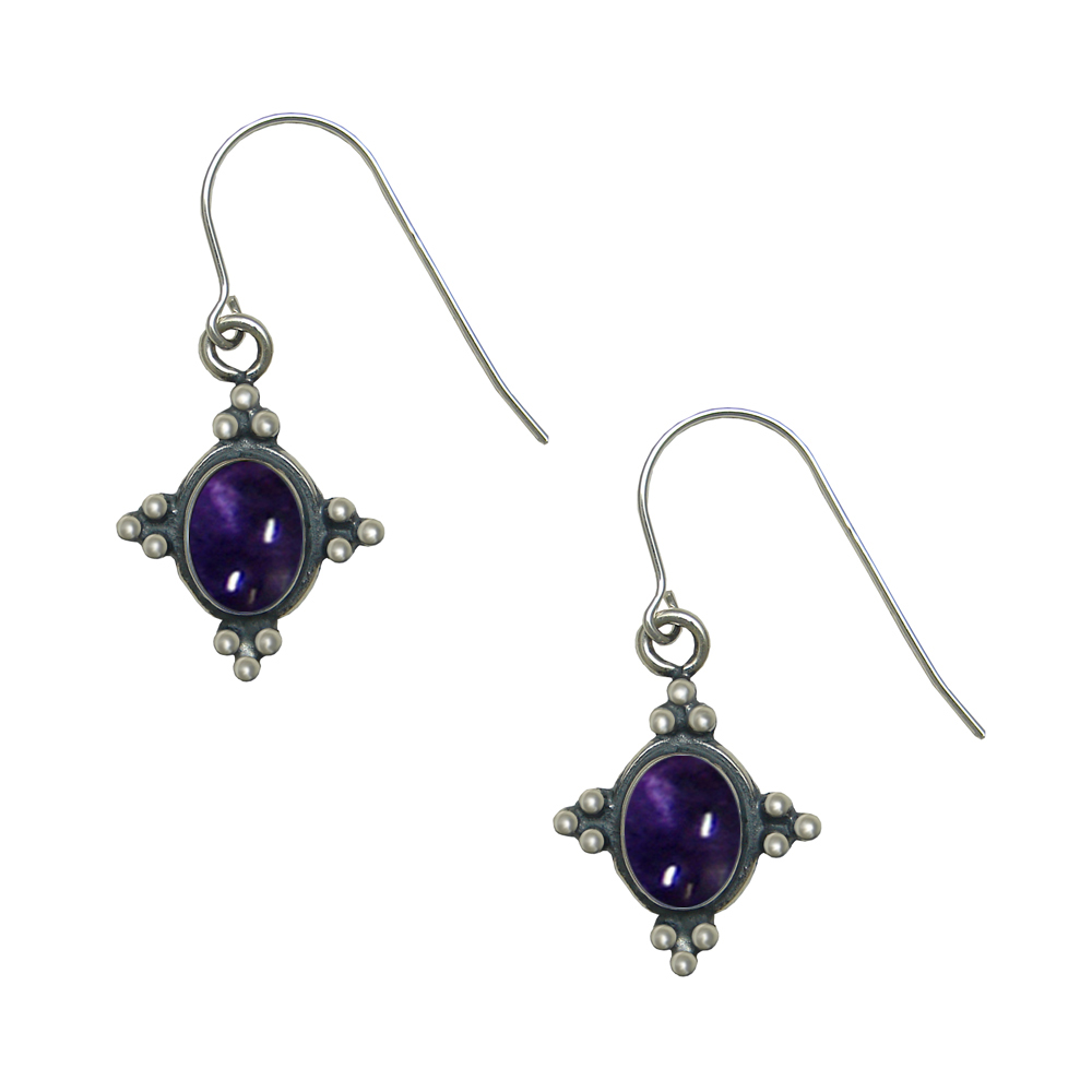 Sterling Silver Small Iolite Gemstone Drop Dangle Earrings